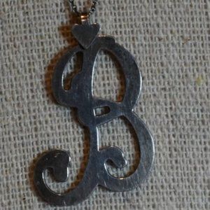 Vintage Monogram B Pendant Necklace 925 Sterling Silver